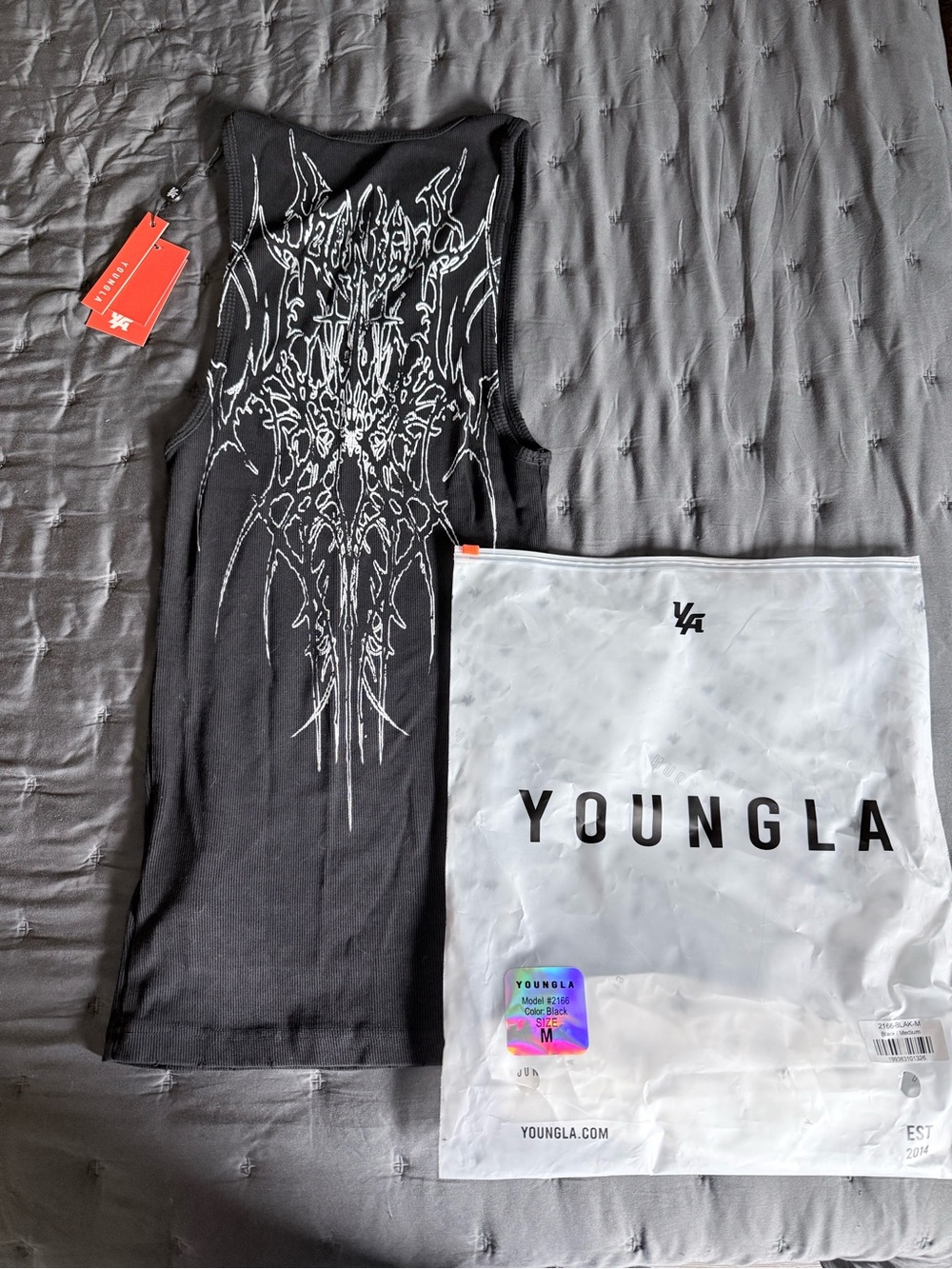 YoungLA Black Tank with White Graphic